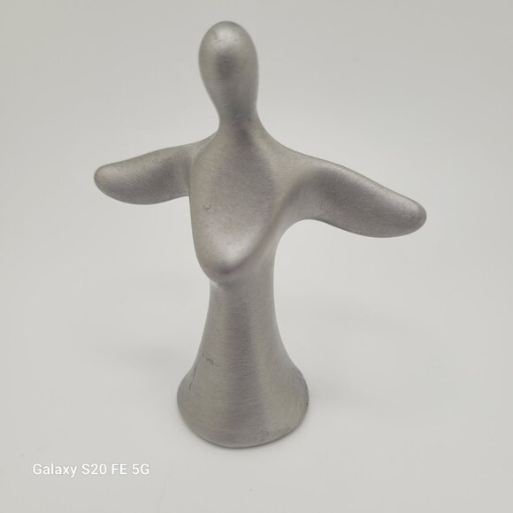 Hoselton Signed Aluminum Angel Sculpture Vintage Figurine Canada MCM 1964 - Picture 2 of 8